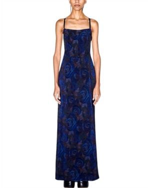 Rosetta Getty Baroque Tie Back Corset Dress - Blue