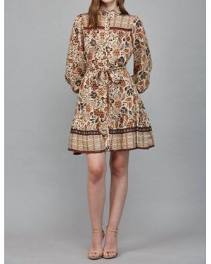 Fate Boho Tiered Long Sleeve Mini Dress - White
