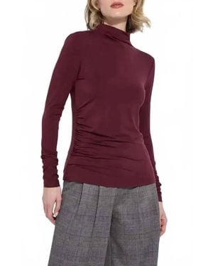 Lyssé Ruched Funnel Neck Top - Purple