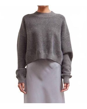 GRADE & GATHER Cropped Knit Crewneck Top - Gray
