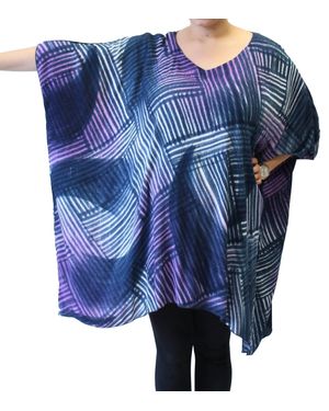 modee Hand Painted Katie Poncho Tunic - Blue