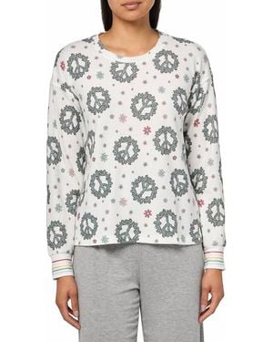 Pj Salvage Joy To The World Long Sleeve Top - Gray