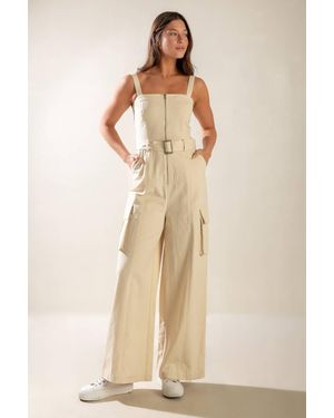 TRUEDAMES Love Somebody Woven Jumpsuit - Natural