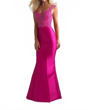 Madison James Mikado Trumpet Prom Dress - Pink