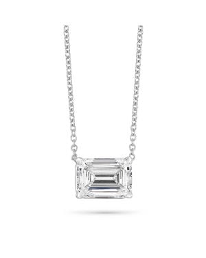 Brilliant Carbon Igi Certified 0.33 Ct. Tw. East-West Emerald Cut Lab Grown Diamond Necklace - Metallic