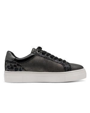 TMRS Tamaris Petwer Faux Leather Fashion Lace Up Sneakers - Black