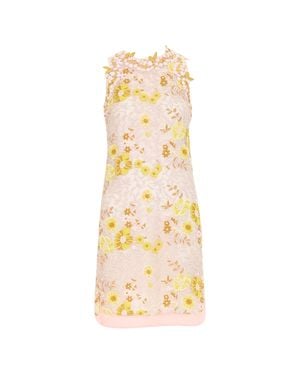 Giambattista Valli 3D Petal Floral Macrame Lace Dress - Metallic