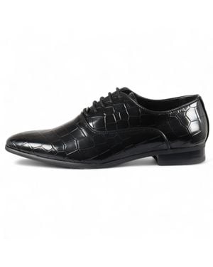 Infinity Leather Classic Lace-Up Oxford Derby Formal Shoes - Black