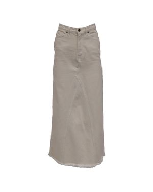 KHAITE Raw-Edge Trim Midi Length Skirt - Gray