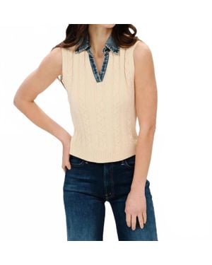 Six Fifty Monica Mixed Media Collar Vest - Blue
