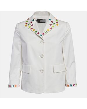 Love Moschino Stud Embellished Gabardine Blazer - White