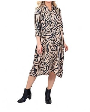 Scapa Animal Print Midi Shirt Dress - Natural