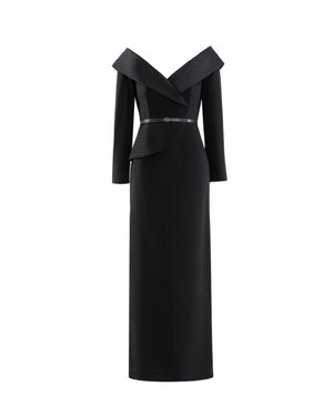 Saiid Kobeisy Off-Shoulder Crepe Midi Dress - Black