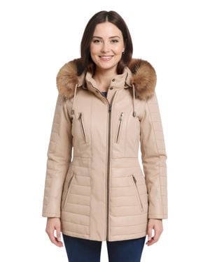 Infinity Leather Quilted Leather Parka Jacket-Bowen - Natural