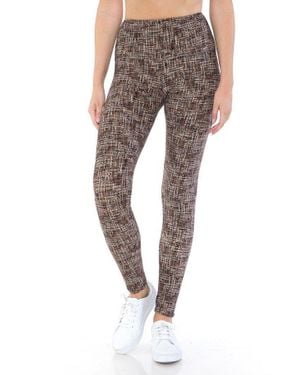 TRUEDAMES Fashnzfab Yoga Style Banded Lined Printed Knit Legging With High Waist - Gray