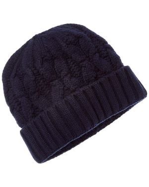 Amicale Cashmere Chunky Cable Cuffed Wool & Cashmere-Blend Hat - Blue