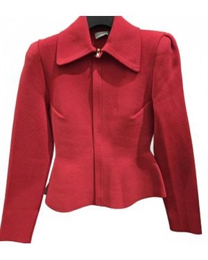 Scanlan Theodore Crepe Knit Peplum Collar Jacket - Red