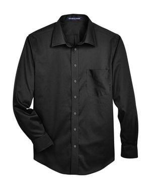 Devon & Jones Crown Collection Solid Stretch Twill Woven Dress Shirt - Black