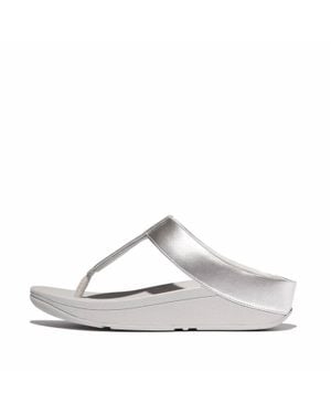 Fitflop Fino Glitterdust Metallic Toe-Post Sandals - White