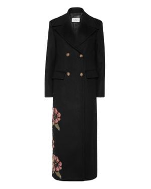 Philipp Plein Double-Breasted Embroidered Long Coat Fairy - Black