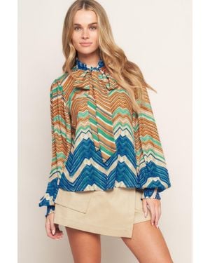 TRUEDAMES Picking Daisies Woven Top - Blue