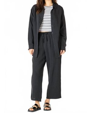 Dex Textured Button Up Blouse - Black