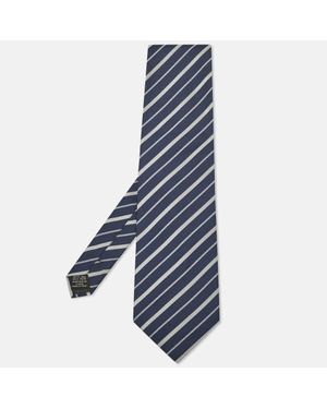 Gianfranco Ferré Diagonal Striped Silk Traditional Tie - Blue