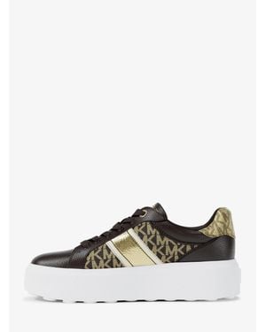 Michael Kors Outlet Romey Signature Logo Stripe Platform Sneaker - White