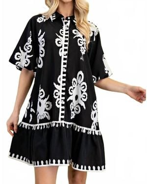 Gigio Bold Print Mini Dress - Black