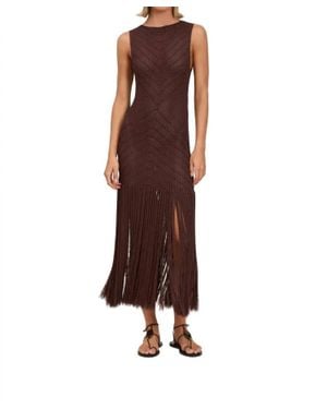 Devon Windsor Leiza Fringe Dress - Brown