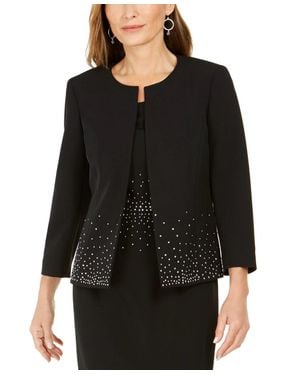 Kasper Embellished Open Front Jacket Size 16 - Black