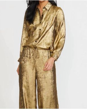Stellah Gilded Button Down Shirt - Natural