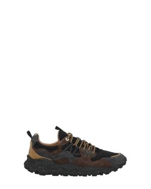 Flower Mountain Yamano 3 Low-Top Sneakers With Contrasting Suede Inserts - Black