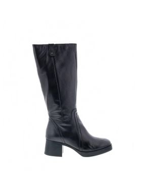 Miz Mooz Millie Leather Zipper Knee High Boots - Black