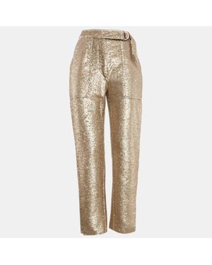 Jonathan Simkhai Sequin Waist Tie-Up Belt Detail Pants - Natural