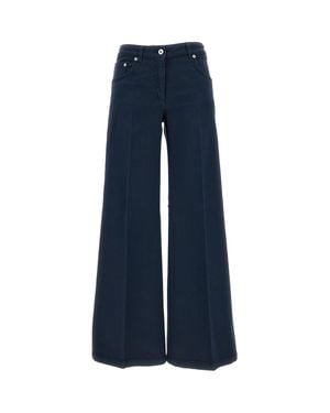 True Royal Wide-Leg Cropped Pants With High Waist - Blue