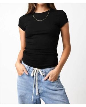 Olivaceous Serena Ribbed Cap Sleeve Top - Black