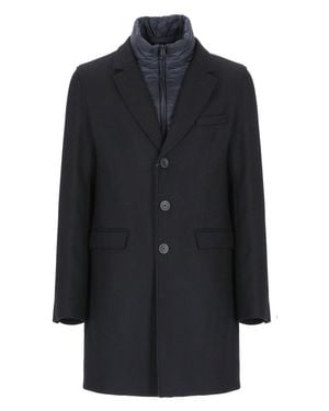 Herno Melton Wool Coat With Detachable Padded Inner Layer - Blue