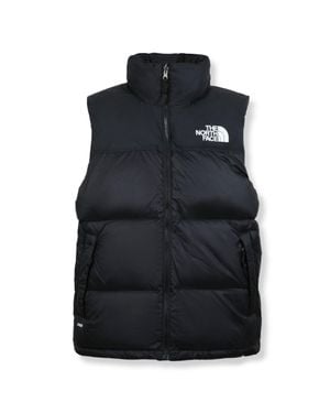 The North Face Puffy Quilted Retro Vest With High Collar - Black