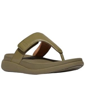 Fitflop F-Mode Go Adjustable Flatform Toe Post Sandal - Green