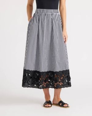 Ellen Tracy Pull-On Maxi Skirt With 3D Lace Hem - Blue