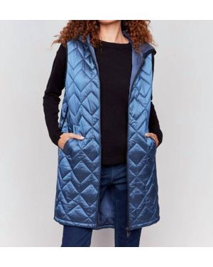 Charlie b Long Quilted Vest - Blue