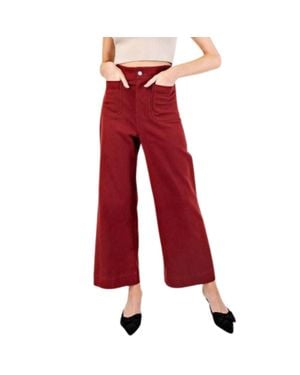 Style USA Soft Washed Wide Leg Pants - Red
