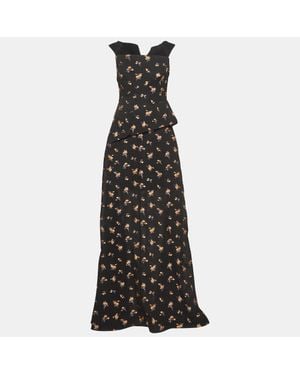Roland Mouret Floral Textured Silk Blend Off Shoulder Heddon Gown - Black
