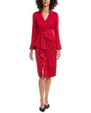 Aidan Mattox Satin Midi Dress - Red