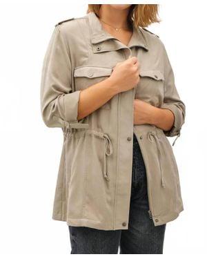 Be Cool Cinched Waist Cargo Utility Jacket - Natural