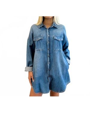 Risen Oversized Drifted Denim Jacket - Blue