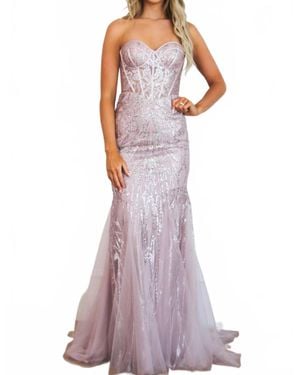 Cinderella Divine Athena Sparkly Bustier Mermaid Formal Dress - Purple