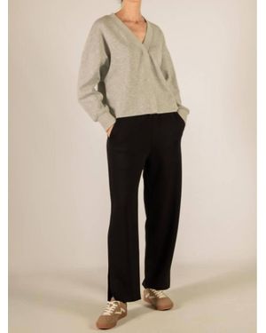 P.Cill Wide Leg Pants With Bottom Slits - Natural