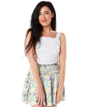 Stewart Simmons Mardi Gras Smocked Skort - White